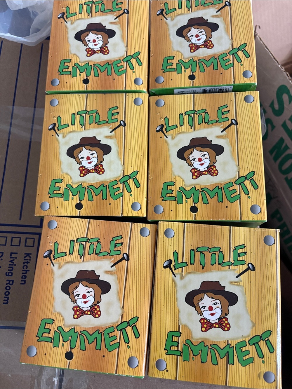Vintage Little Emmett Board porcelain figures - Yellow Clown Artwork (Lot of 6)